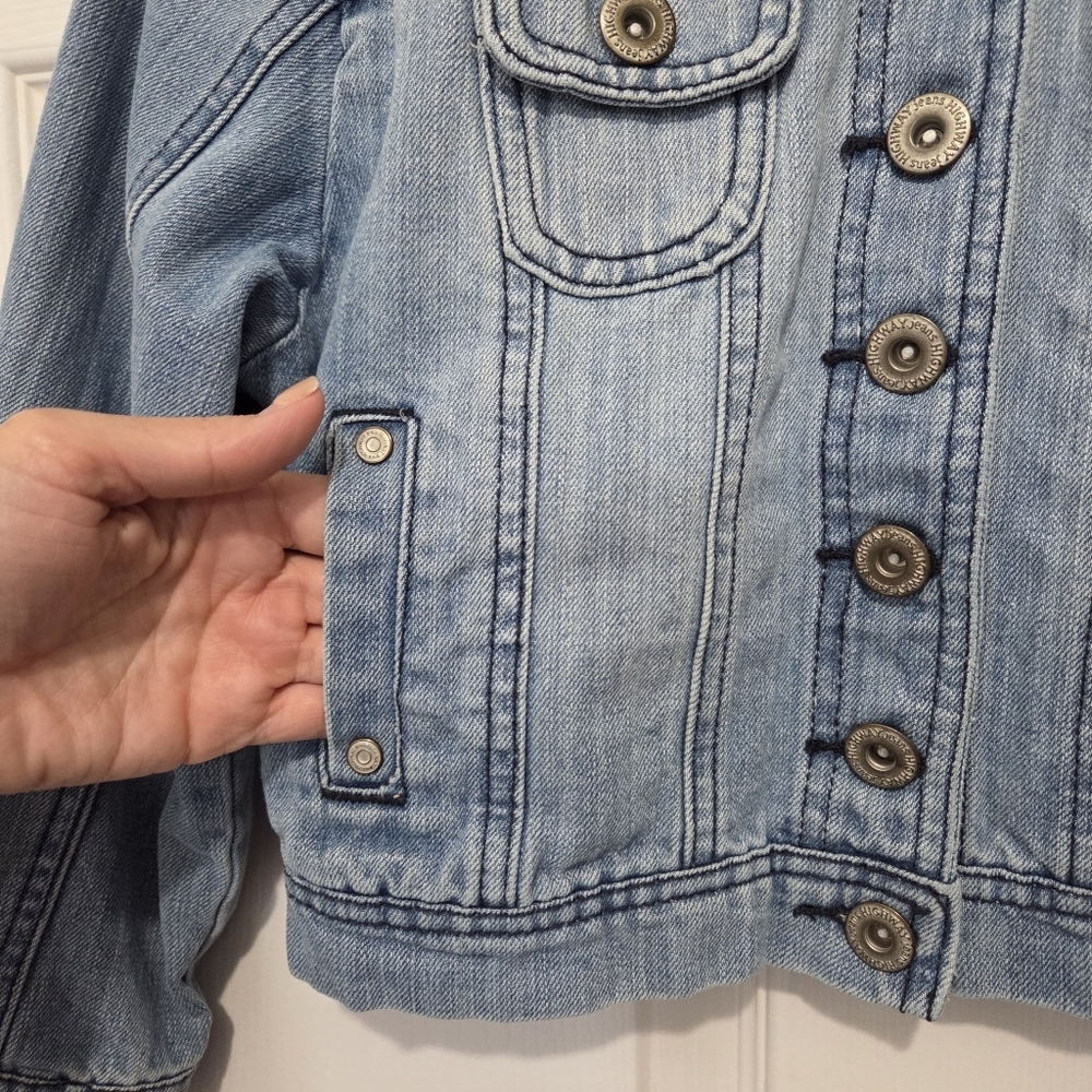 Highway Jeans Girls Medium Wash Cropped Denim jacket Size Small - Picture 4 of 11
